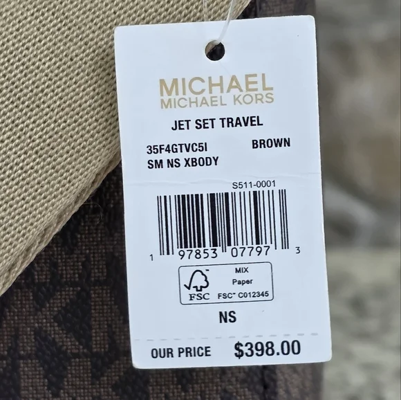 Michael Kors Jet Set Logo Small Brown Crossbody - Picture 7 of 9